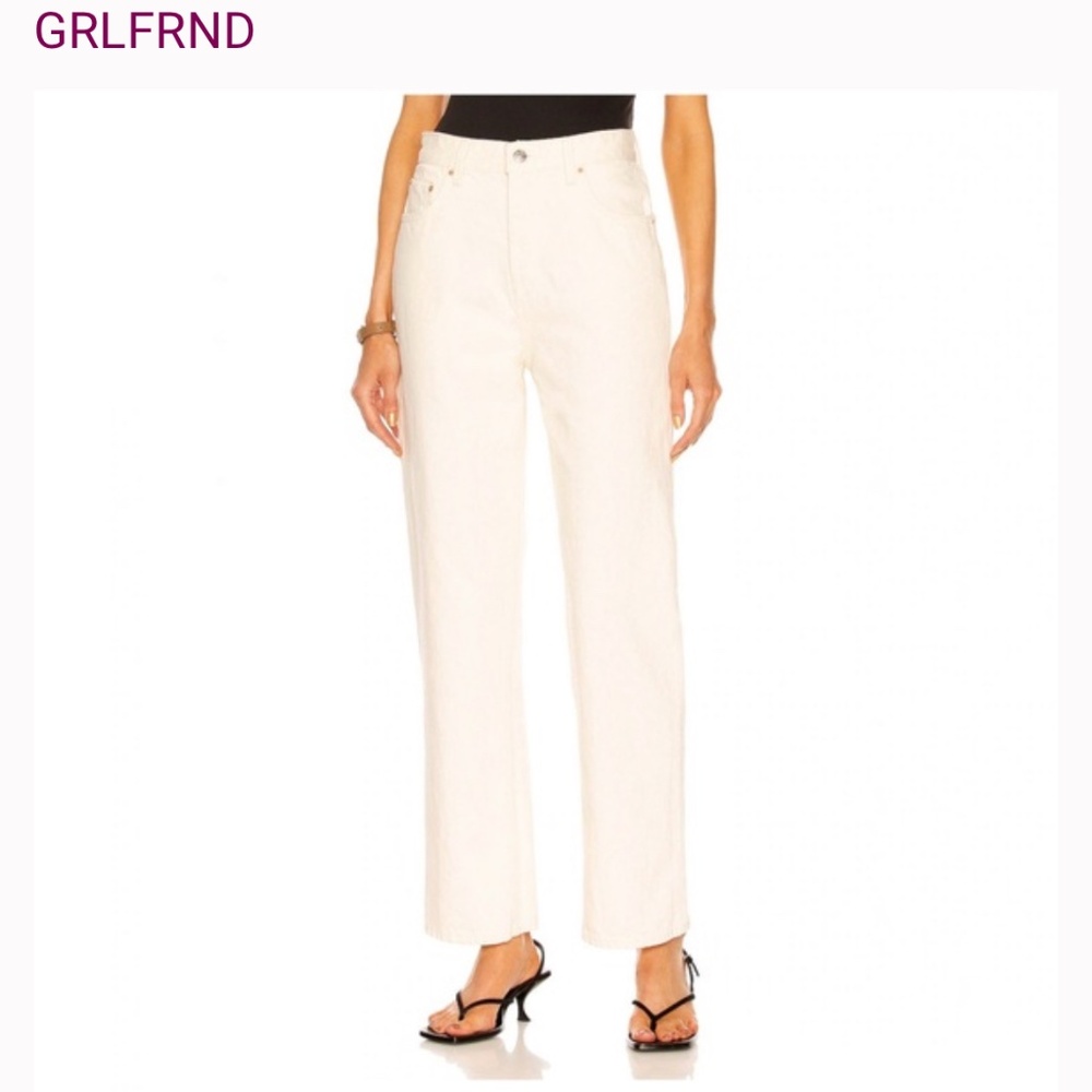 GRLFRND Amanda Mid Rise Loose Boyfriend Jeans Off White Women’s Size 26